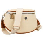 Saszetka damska w kolorze ecru z brązowymi elementami, zamykana suwakiem - Peterson-2