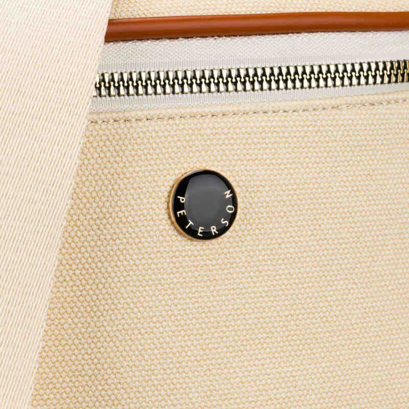 Saszetka damska w kolorze ecru z brązowymi elementami, zamykana suwakiem - Peterson-5