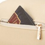 Saszetka damska w kolorze ecru z brązowymi elementami, zamykana suwakiem - Peterson-8