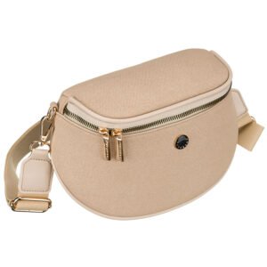 Beżowa saszetka damska zamykana suwakiem i zawieszona na regulowanym pasku - Peterson-2