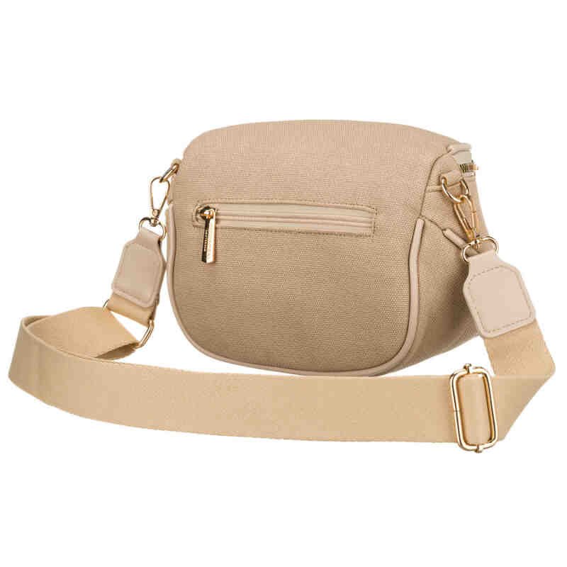 Beżowa saszetka damska zamykana suwakiem i zawieszona na regulowanym pasku - Peterson-4