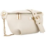 Beżowa saszetka damska ze skóry ekologicznej zamykana suwakiem - Peterson-1