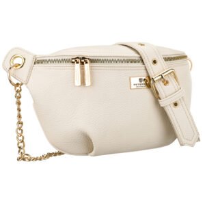 Beżowa saszetka damska ze skóry ekologicznej zamykana suwakiem - Peterson-1