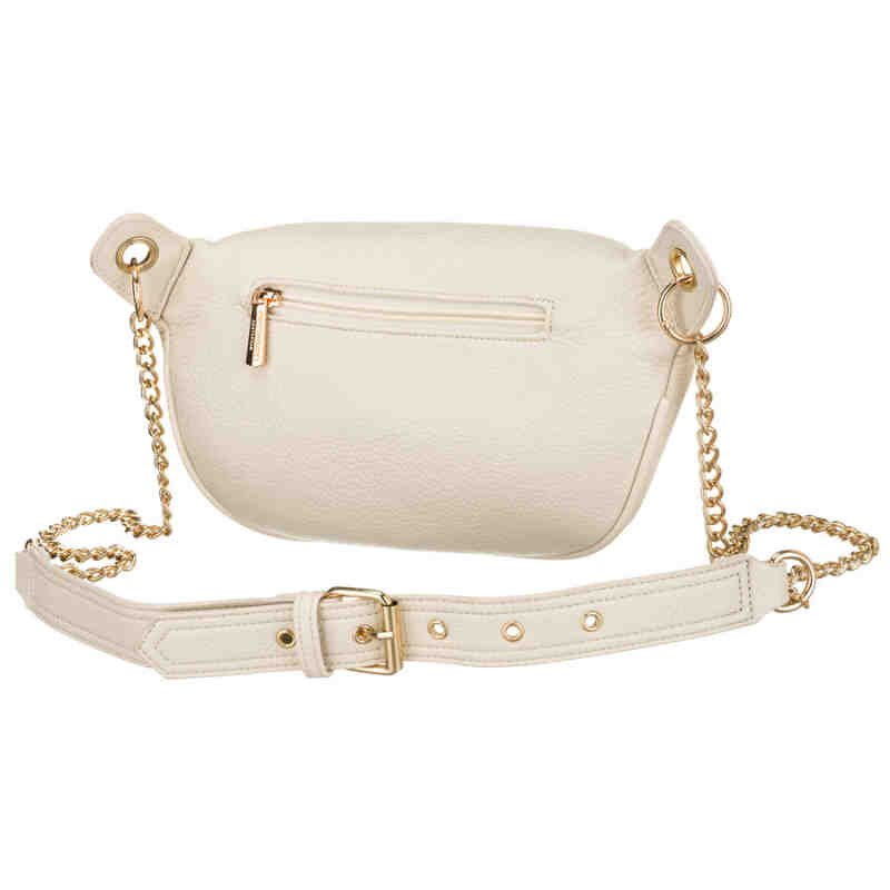 Beżowa saszetka damska ze skóry ekologicznej zamykana suwakiem - Peterson-4