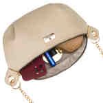 Beżowa saszetka damska ze skóry ekologicznej zamykana suwakiem, zawieszona na regulowanym pasku - Peterson-10