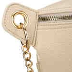 Beżowa saszetka damska ze skóry ekologicznej zamykana suwakiem, zawieszona na regulowanym pasku - Peterson-8