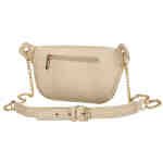 Beżowa saszetka damska ze skóry ekologicznej zamykana suwakiem, zawieszona na regulowanym pasku - Peterson-4