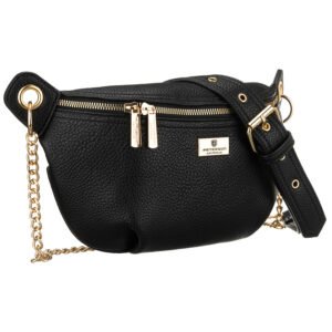 Saszetka damska ze skóry ekologicznej w czarnym kolorze, jednokomorowa - Peterson-1