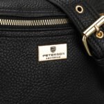 Saszetka damska ze skóry ekologicznej w czarnym kolorze, jednokomorowa - Peterson-4