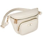 Jasnobeżowa saszetka damska ze skóry ekologicznej zamykana suwakiem - Peterson-2