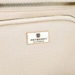 Jasnobeżowa saszetka damska ze skóry ekologicznej zamykana suwakiem - Peterson-5
