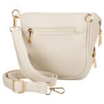 Jasnobeżowa saszetka damska ze skóry ekologicznej zamykana suwakiem - Peterson-4