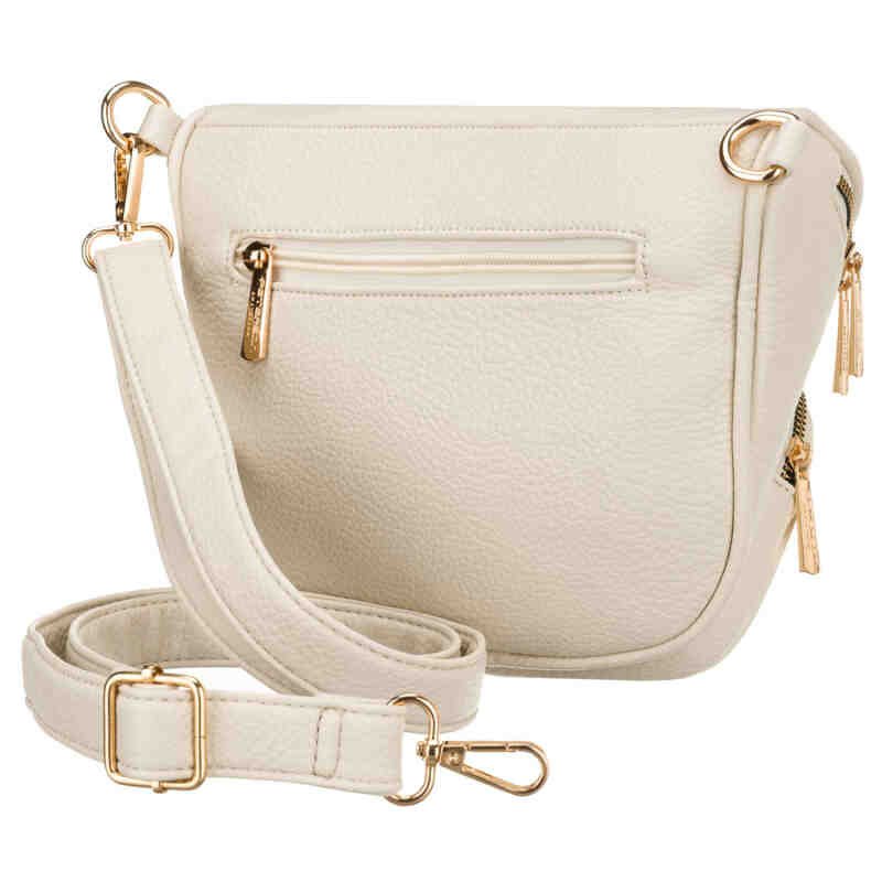 Jasnobeżowa saszetka damska ze skóry ekologicznej zamykana suwakiem - Peterson-4