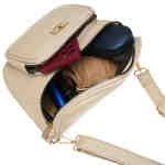 Beżowa saszetka damska ze skóry ekologicznej zamykana suwakiem, jednokomorowa - Peterson-10