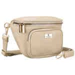 Beżowa saszetka damska ze skóry ekologicznej zamykana suwakiem, jednokomorowa - Peterson-1