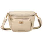 Beżowa saszetka damska ze skóry ekologicznej zamykana suwakiem, jednokomorowa - Peterson-3