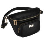 Czarna saszetka damska ze skóry ekologicznej zawieszona na regulowanym pasku - Peterson-1