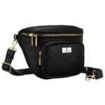 Czarna saszetka damska ze skóry ekologicznej zawieszona na regulowanym pasku - Peterson-2