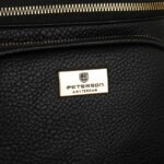 Czarna saszetka damska ze skóry ekologicznej zawieszona na regulowanym pasku - Peterson-5