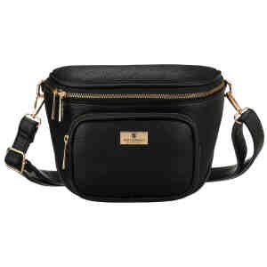 Czarna saszetka damska ze skóry ekologicznej zawieszona na regulowanym pasku - Peterson-3