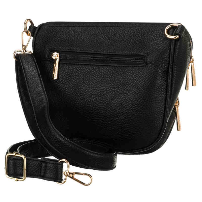 Czarna saszetka damska ze skóry ekologicznej zawieszona na regulowanym pasku - Peterson-4