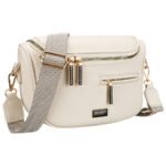 Saszetka damska ze skóry ekologicznej w jasnobeżowym kolorze, zamykana suwakiem - Peterson-1