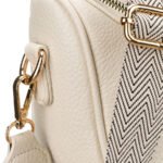 Saszetka damska ze skóry ekologicznej w jasnobeżowym kolorze, zamykana suwakiem - Peterson-9