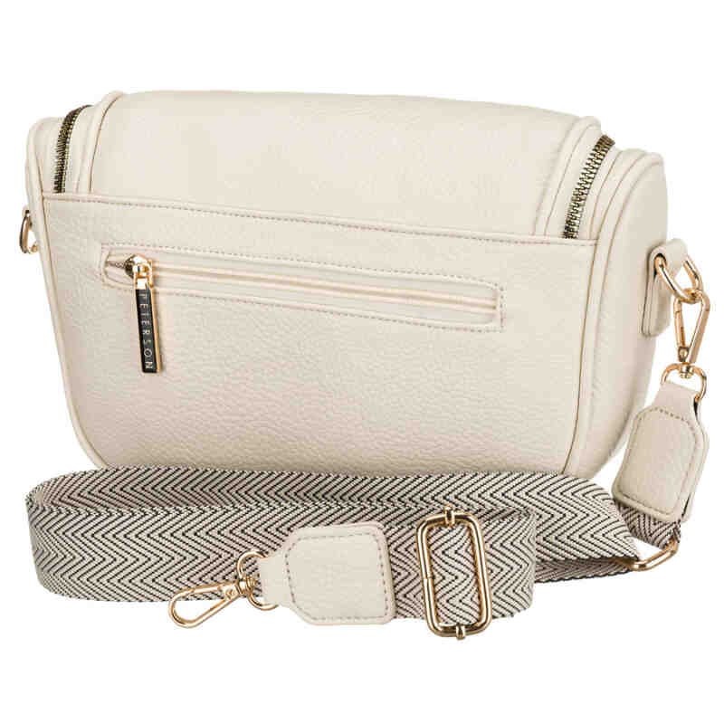 Saszetka damska ze skóry ekologicznej w jasnobeżowym kolorze, zamykana suwakiem - Peterson-4