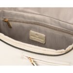 Saszetka damska ze skóry ekologicznej w jasnobeżowym kolorze, zamykana suwakiem - Peterson-5