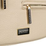 Saszetka damska ze skóry ekologicznej w beżowym kolorze z kieszenią na rewersie - Peterson-9