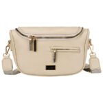 Saszetka damska ze skóry ekologicznej w beżowym kolorze z kieszenią na rewersie - Peterson-2