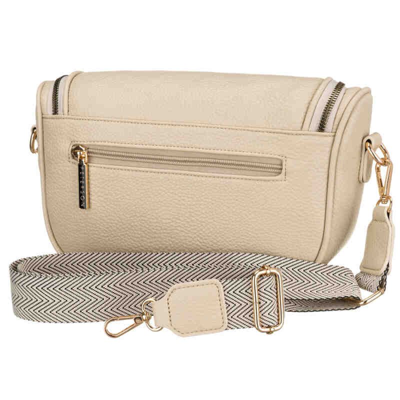 Saszetka damska ze skóry ekologicznej w beżowym kolorze z kieszenią na rewersie - Peterson-4