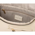 Saszetka damska ze skóry ekologicznej w beżowym kolorze z kieszenią na rewersie - Peterson-5