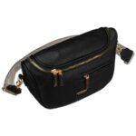 Czarna saszetka damska ze skóry ekologicznej z kieszenią na rewersie - Peterson-1