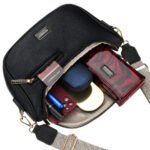 Czarna saszetka damska ze skóry ekologicznej z kieszenią na rewersie - Peterson-10