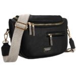 Czarna saszetka damska ze skóry ekologicznej z kieszenią na rewersie - Peterson-2