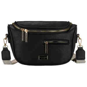 Czarna saszetka damska ze skóry ekologicznej z kieszenią na rewersie - Peterson-3