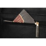 Czarna saszetka damska ze skóry ekologicznej z kieszenią na rewersie - Peterson-8