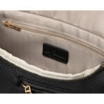 Czarna saszetka damska ze skóry ekologicznej z kieszenią na rewersie - Peterson-6