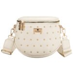 Jasnobeżowa nerka damska ze skóry ekologicznej ozdobiona ćwiekami - Peterson-3