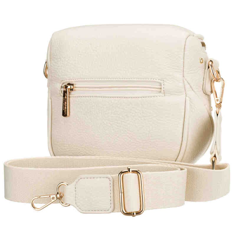 Jasnobeżowa nerka damska ze skóry ekologicznej ozdobiona ćwiekami - Peterson-4