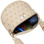 Beżowa nerka damska ze skóry ekologicznej ozdobiona ćwiekami - Peterson-10