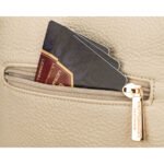 Beżowa nerka damska ze skóry ekologicznej ozdobiona ćwiekami - Peterson-8