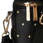 Czarna, praktyczna nerka damska ze skóry ekologicznej ozdobiona ćwiekami - Peterson-9