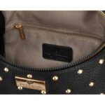 Czarna, praktyczna nerka damska ze skóry ekologicznej ozdobiona ćwiekami - Peterson-6