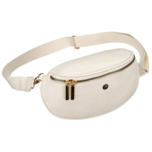 Modna, jasnobeżowa nerka damska ze skóry ekologicznej - Peterson-2