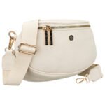 Modna, jasnobeżowa nerka damska ze skóry ekologicznej - Peterson-1