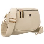 Beżowa, praktyczna, miejska nerka damska ze skóry ekologicznej, jednokomorowa - Peterson-1