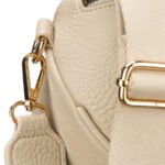 Beżowa, praktyczna, miejska nerka damska ze skóry ekologicznej, jednokomorowa - Peterson-9