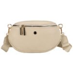 Beżowa, praktyczna, miejska nerka damska ze skóry ekologicznej, jednokomorowa - Peterson-3